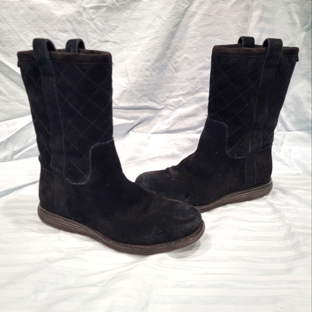 Cole Haan Roper Grand Waterproof Black Suede Boot - Womens Size 5 W00929